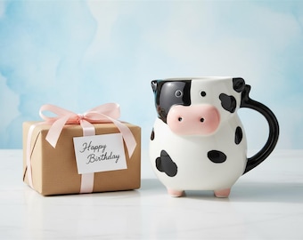 Taza de vaca personalizada, regalo infantil personalizado, taza de leche de cerámica, café de granja, regalo de Navidad