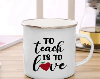 Taza de esmalte divertida, regalo para profesores, cerámica hecha a mano