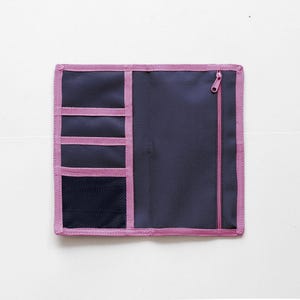 Insert wallet with Zipper for Travelers Notebook TN Wallet Pouch | Sticker Wallet | Multi-Pocket Sticker Organizer | Blue Navy Pink Color
