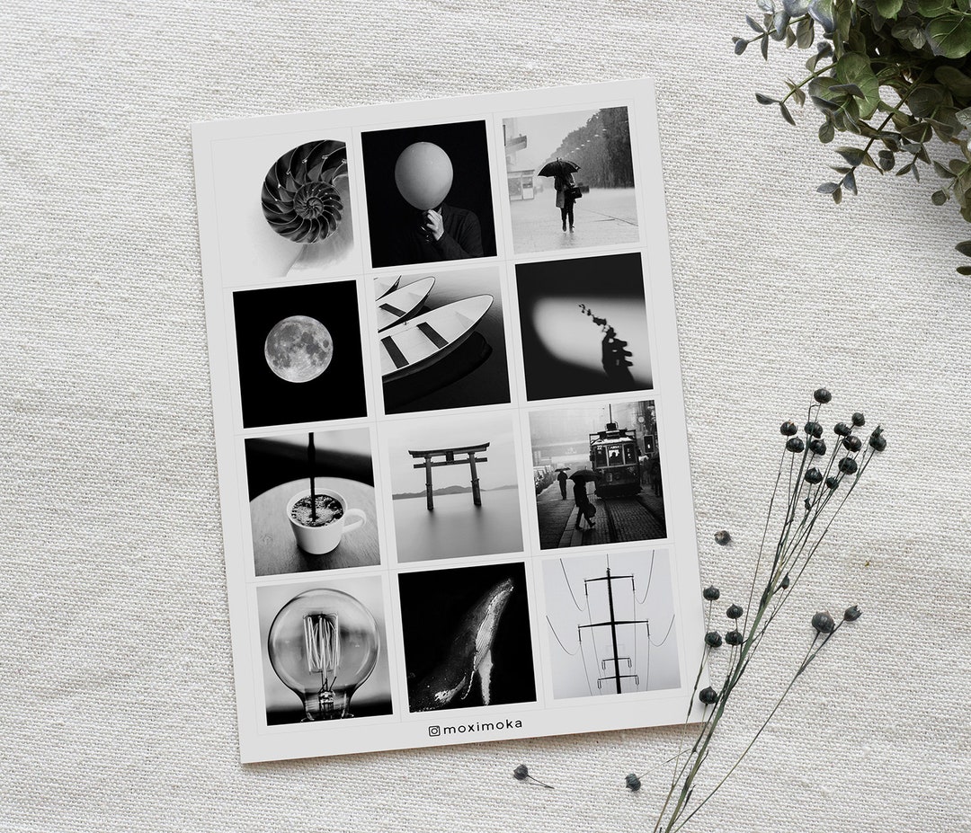 Buy Aesthetic Black and White Sticker Set for Journaling Sticker, Bujo ...