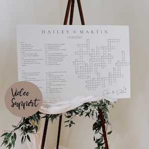 Crucigrama de boda extra grande, plantilla de rompecabezas gigante personalizada, juego de Canva editable e imprimible para invitados a la boda.