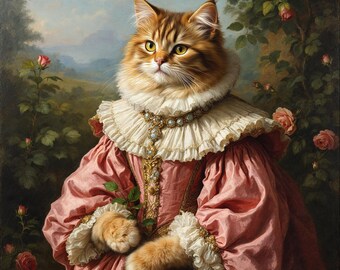Custom Royal Pet Portrait, Renaissance Pet Portrait, Royal Pet Portrait Gift, Pet Lovers Gift, Pet Painting, Gift for dog, Gift for cat