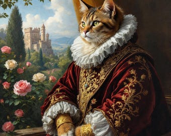 Custom Royal Pet Portrait, Renaissance Pet Portrait, Royal Pet Portrait Gift, Pet Lovers Gift, Pet Painting, Gift for dog, Gift for cat