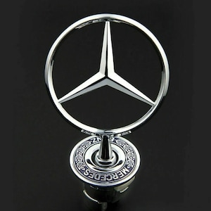 insigne emblème mercedes bonnet étoile en relief noir et chrome c e s classe clk 44 mm décoration de capot