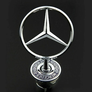 mercedes bonnet raised star emblem badge black and chrome c e s clk class 44mm hood decoration