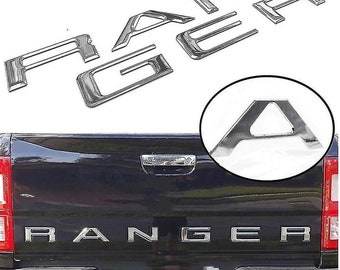 Emblema 3D del portellone posteriore per logo decalcomania adesivo Ford Ranger rifinito in argento cromato