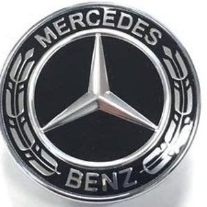 Mercedes black and silver bonnet flat badge emblem 57mm A B C E S Class