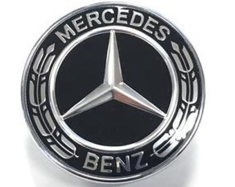 Mercedes black and silver bonnet flat badge emblem 57mm A B C E S Class