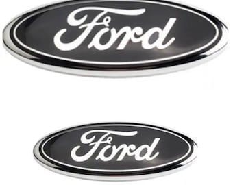 9 and 7 inch Compatible Ford Oval Badge BlackChrome transit MK6 MK7 Ranger  Front & Rear