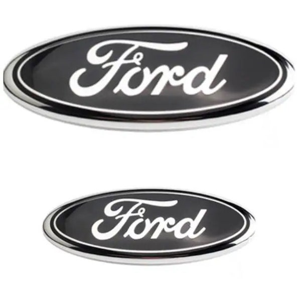 Insignia ovalada compatible con Ford de 9 y 7 pulgadas, tránsito negro cromado MK6 MK7 Ranger delantero y trasero