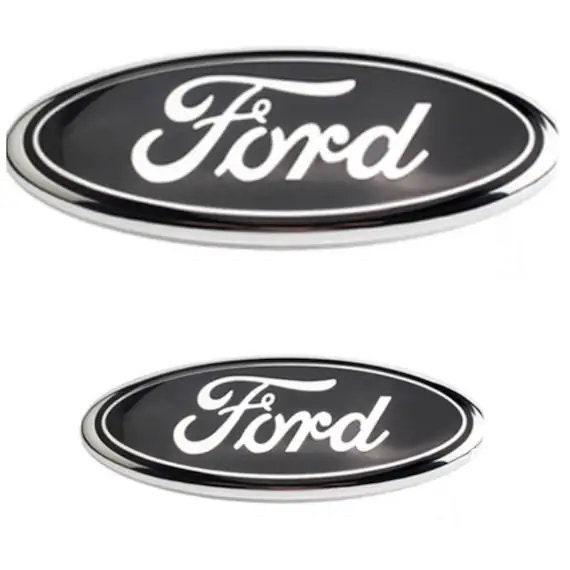 Premium Schutzabdeckung schwarz mit rotem Futter, weißem Ford-Emblem u