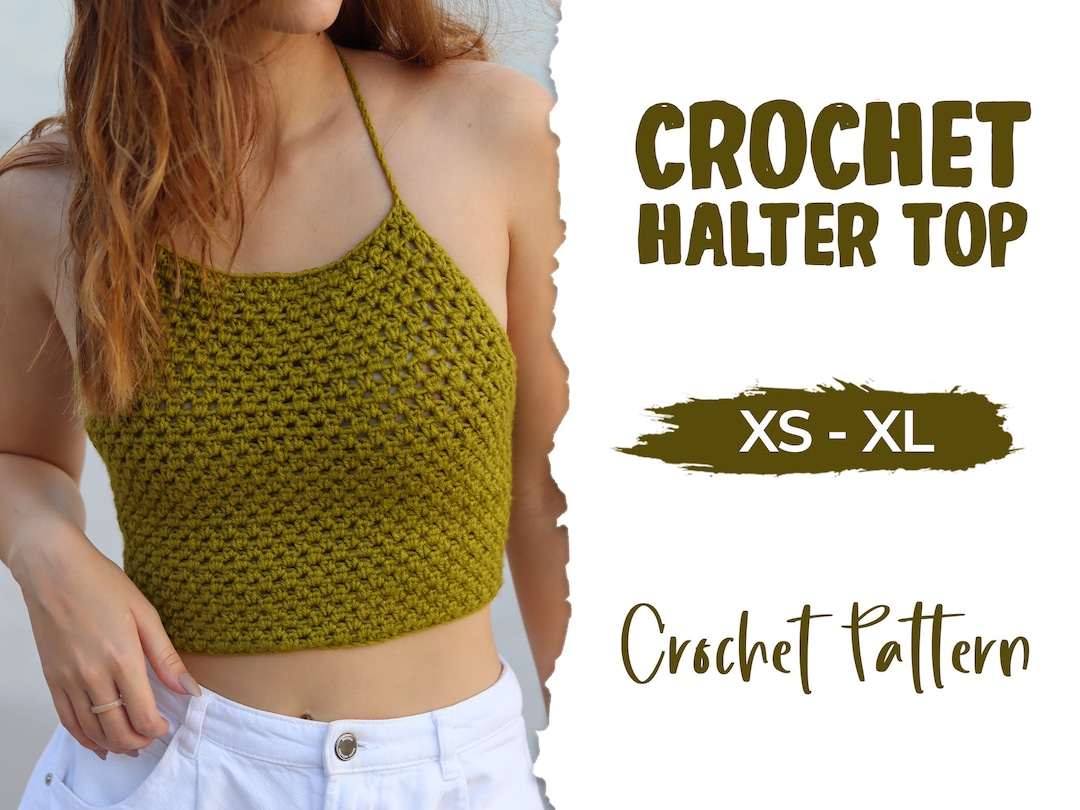 Crochet Halter Top Pattern Open Back XS XL Beginner - Etsy