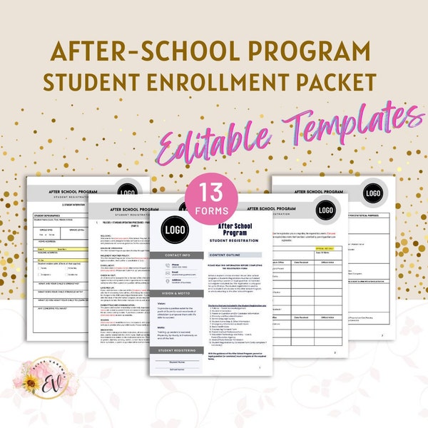 After School Program/Day Care - Registration, Enrollment Packet, 13 Forms For Business start up - Editable Canva Templates, Instant Download