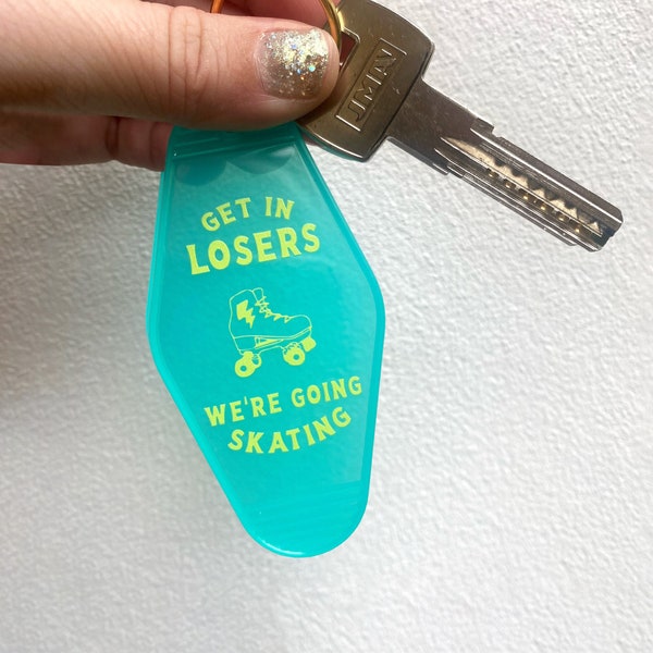 Let's go Skating Motel Keychain Teal | Roller Skate | Roller Skating Gift | Mean Girls | Retro | Cool Gift | Roller Skater | Roller Derby