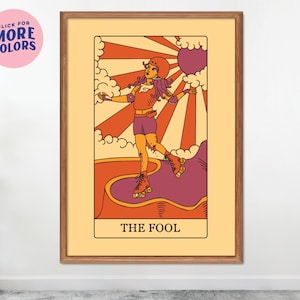 The Fool / Quad Roller Skate Stampa artistica originale Giclée / Arte murale di pattinaggio a rotelle / Illustrazione di pattinaggio al parco / Arte di carte dei tarocchi / Regalo di pattinaggio