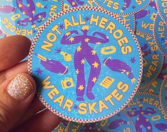 Derby Heroes  Sticker • Vinyl Glitter Roller Skate Decal • Fun Gift for Roller Derby Officials & Skaters • Helmet Accessory