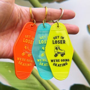 Let&#39;s go Skating Motel Keychain Teal | Roller Skate | Roller Skating Gift | Mean Girls | Retro | Cool Gift | Roller Skater | Roller Derby