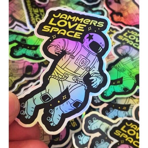 Jammers Love Space autocollant holographique en vinyle imperméable | Sticker Roller Derby Cadeaux pour patins à roulettes | Sticker pour patins à roulettes | Sticker casque