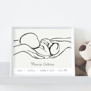 Personalized BIRTH POSTER / Baby Poster / Birth / Newborn Illustration / Digital Image File