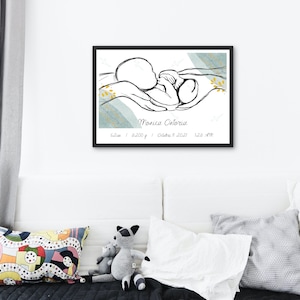 Personalized BIRTH POSTER / Natalicio / Baby digital printing / Newborn illustration / Delivery in 24 hours