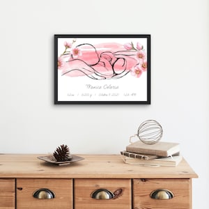 Personalized BIRTH POSTER / Digital baby poster / Birth print / Newborn illustration / Delivery in 24h