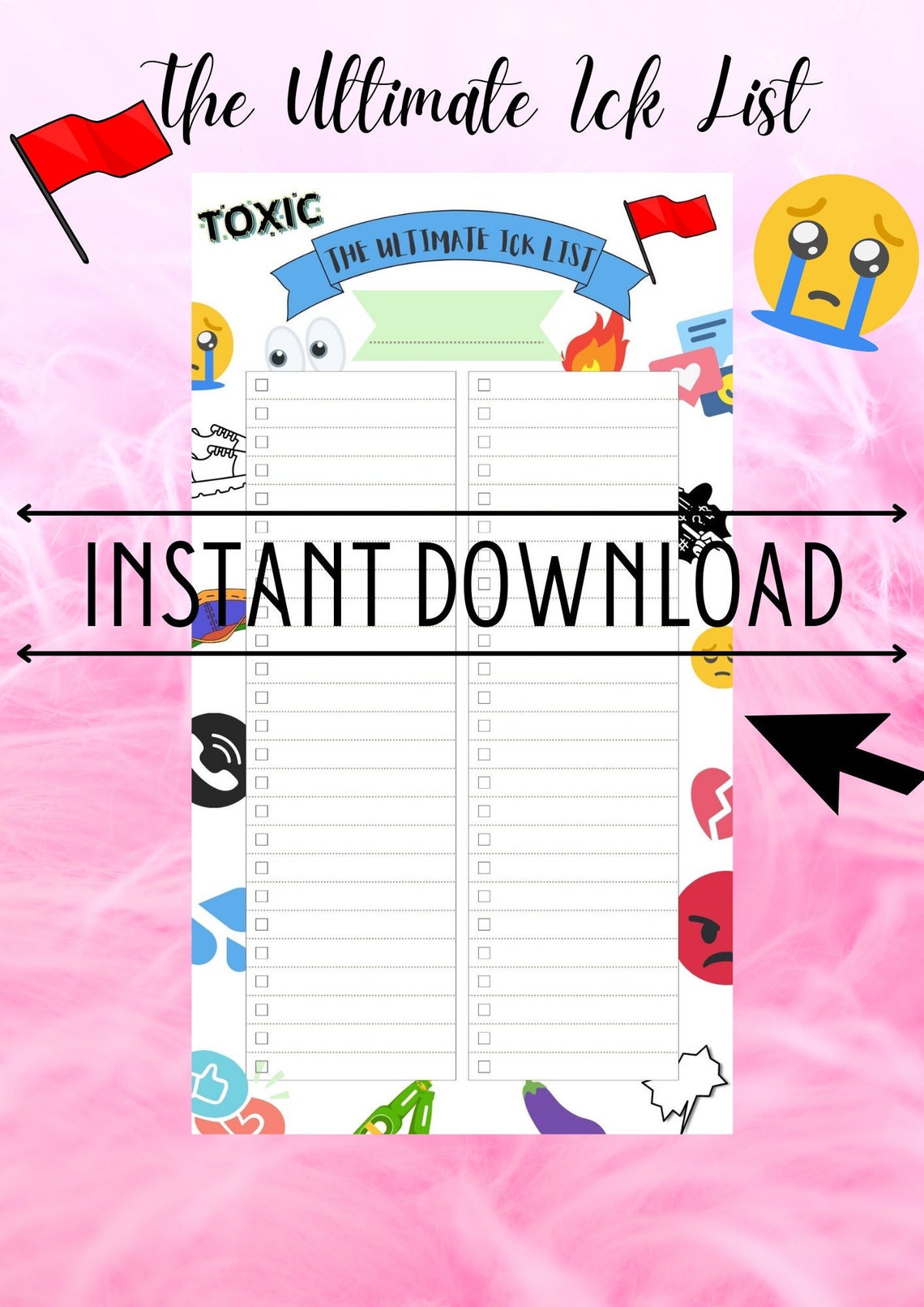 The Ultimate Ick List digital Download Printable Etsy