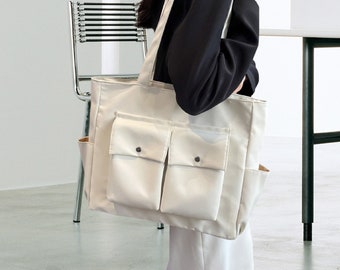 Canvas Wasserdichte Einkaufstasche mit Reißverschluss Große Kapazität Umhängetasche Einkaufstasche für Frauen Täglichen Gebrauch 3 Farbe zur Auswahl