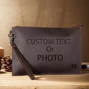 Regalos para el día del padre Carteras con fotos personalizadas Bolsos de muñeca de cuero Carteras de gran capacidad Carteras hechas a mano Regalos personalizados Regalos para el padre.