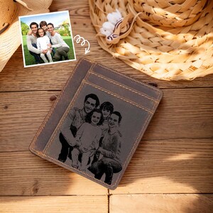 Regalos para el día del padre Carteras con fotos personalizadas Carteras de cuero genuino Carteras hechas a mano Regalos personalizados Regalos para papá Regalos para amigos.