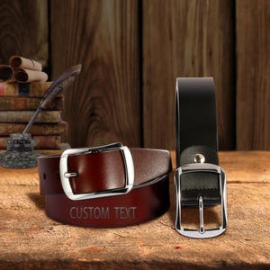 Father&#39;s Day Gift Custom Text Belt Hand-Engraved Belt Men&#39;s Belt Personalized Gift Gift for Him Gift for Dad