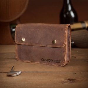 Vatertagsgeschenke Benutzerdefinierte Text Leder Gürteltaschen Zip Gürteltaschen Handgefertigte Taille Taschen Herren Handytasche am Gürtel Personalisierte Geschenke Geschenke für Papa.
