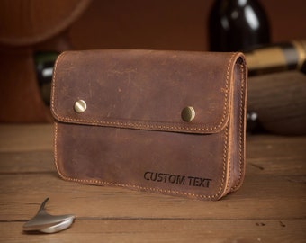 Father's Day Gifts Custom Text Leather Belt Bags Zip Belt Bags Handmade Waist Bags Men's Phone Bag on Belt Personalized Gifts Gifts for Dad.