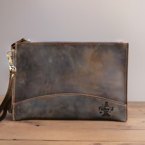 Regalos para el día del padre Bolsos de muñeca con texto personalizado Carteras de cuero Bolsos de gran capacidad Regalos personalizados Regalos para papá Regalos para novio.