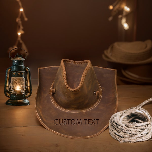 Father's Day Gifts Custom Photo Cowboy Hats Men's Leather Cowboy Hats Hand Vintage Cowboy Hats Personalized Gifts Gifts for Father.