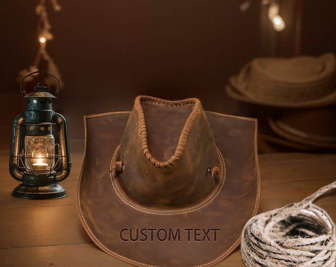 Father's Day Gifts Custom Photo Cowboy Hats Men's Leather Cowboy Hats Hand Vintage Cowboy Hats Personalized Gifts Gifts for Father.