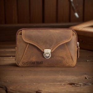 Vatertagsgeschenke Benutzerdefinierte Text Gürteltaschen Gürteltaschen mit großer Kapazität Handgefertigte gravierte Ledertaschen Personalisierte Geschenke Geschenke für den Vater.