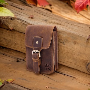 Regalos para el Día del Padre, Riñoneras con texto personalizado, Riñoneras de cuero hechas a mano, Bolso para teléfono en el cinturón, Regalos personalizados, Regalos para esposo, Regalos para papá.