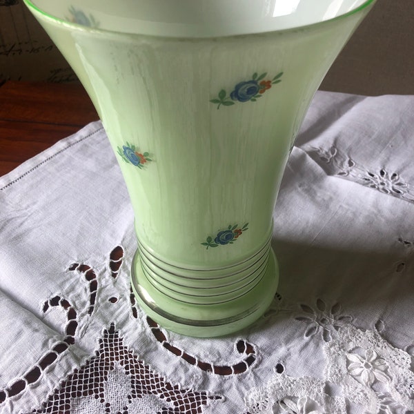 Vase fleuri vintage des années 50, en verre