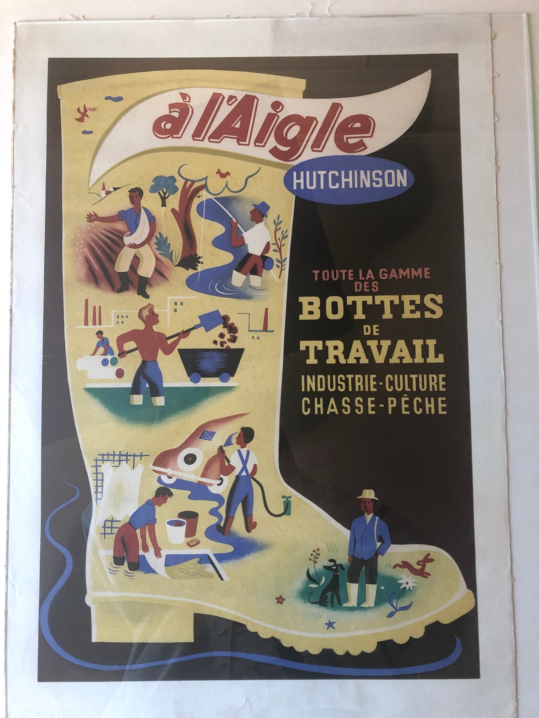 Autocollant Vintage - Sticker Publicitaire AIGLE, HUTCHINSON, MAPA - Années 1970