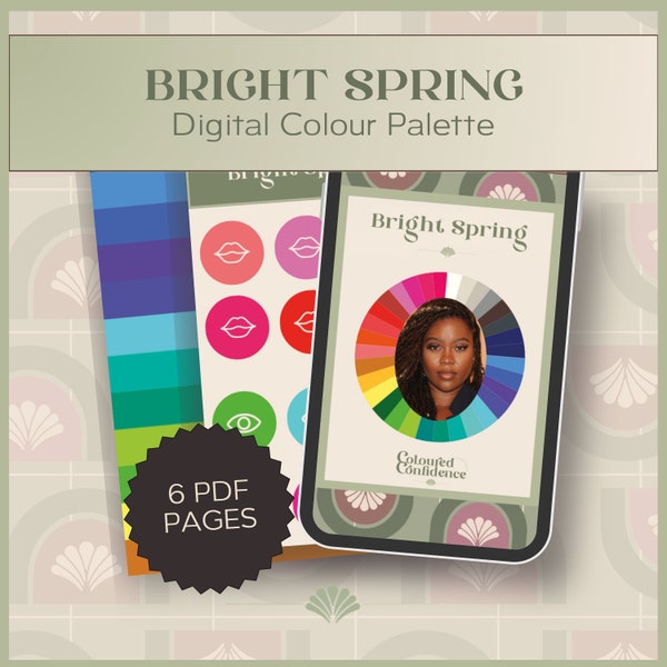 Bright Spring (16 seasonal system) Digital Colour Palette, Digital Swatch Fan, Digital Product Download for Digital Use