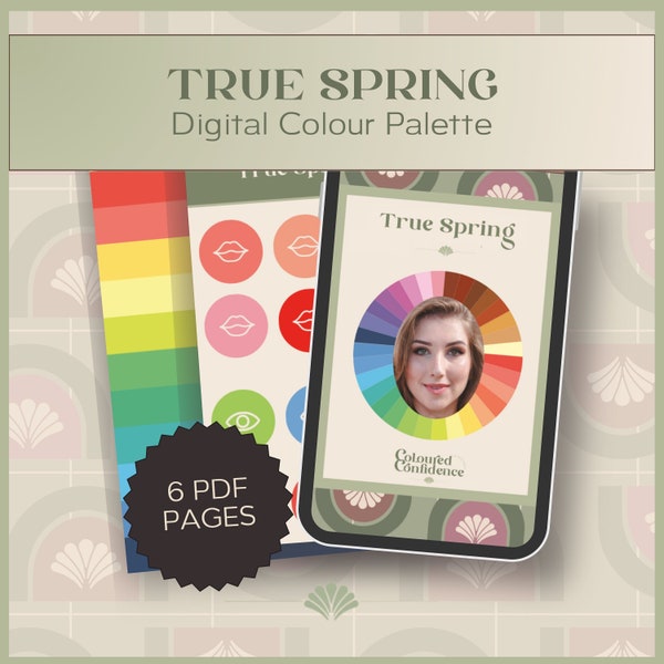 True Spring (16-Jahreszeiten-System) Digitale Farbpalette, digitaler Swatch-Fächer, digitaler Produkt-Download für die digitale Nutzung