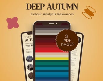 DEEP AUTUMN – Digital Colour & Hair Card (16 Seasonal System) For Colour Anlalysts!