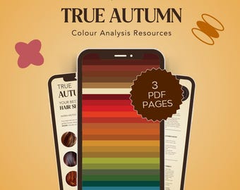 TRUE AUTUMN – Digital Colour & Hair Card (16 Seasonal System) For Colour Anlalysts!