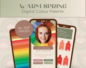New Improved Warm Spring Color Palette: Digital Swatch Fan for Makeup & Wardrobe 16 season (PDF)