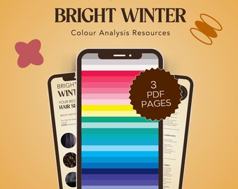 BRIGHT WINTER – Digital Colour & Hair Card (16 Seasonal System) For Colour Anlalysts!