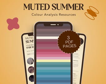 MUTED SUMMER – Digital Colour & Hair Cards (16 Seasonal System) For Colour Anlalysts!