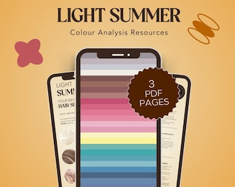LIGHT SUMMER – Digital Colour & Hair Card (16 Seasonal System) For Colour Anlalysts!