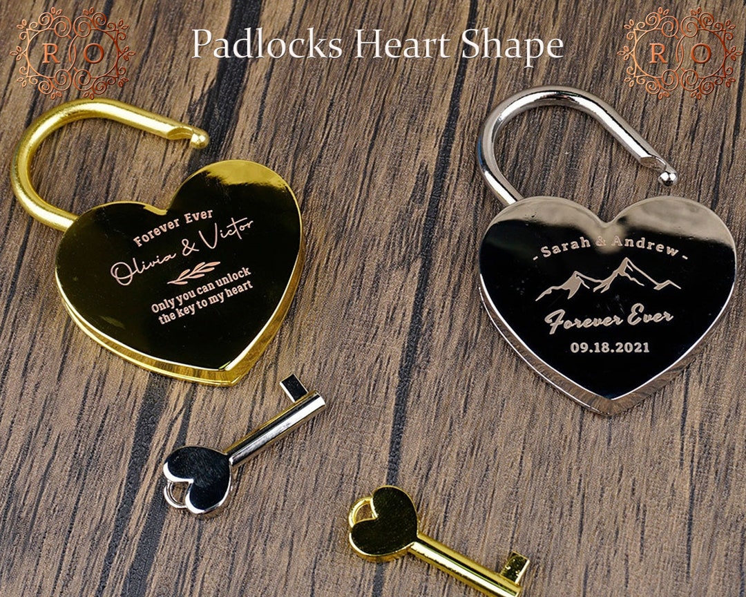 Two Hearts Locked in Love Lock, Personalized Love Lock, Custom Engraved
