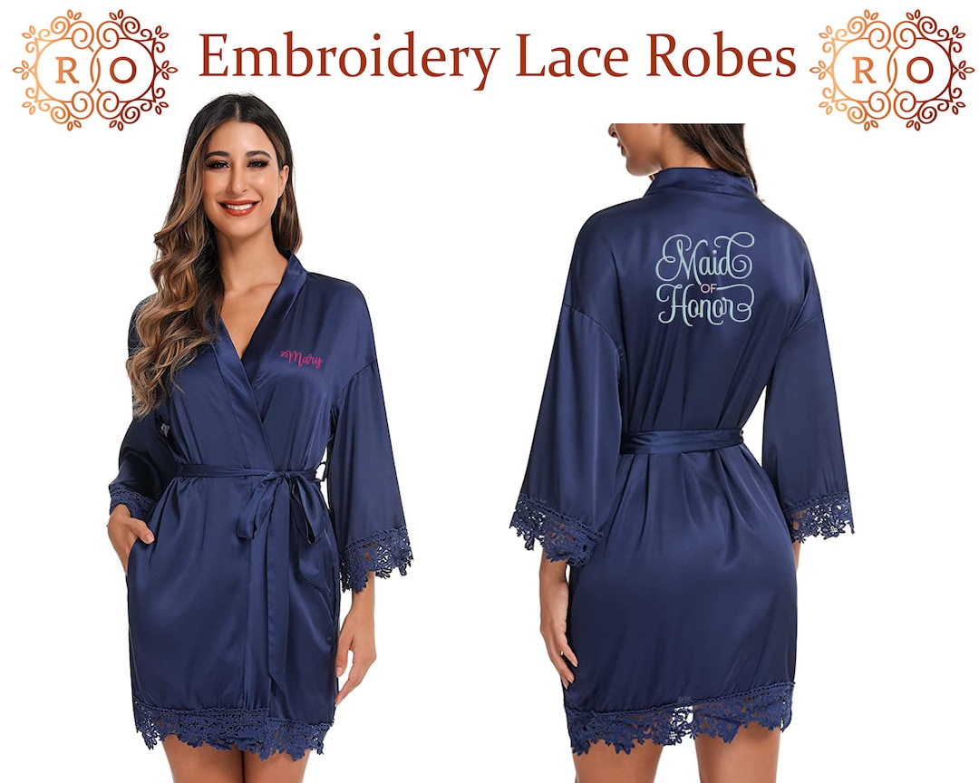 Personalized Embroidery Lace Robes Custom Embroidery Lace Robes Wedding ...