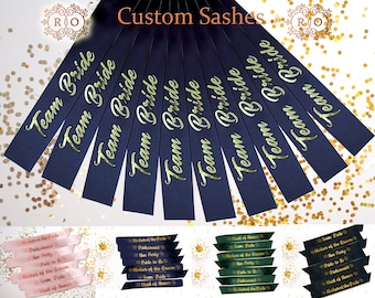 Team Bridesmaid Wedding Sash  - Personalized Bride To Be Sash - Satin Sash - Pageant Sash - Birthday Party - Bachelorette Party Sash